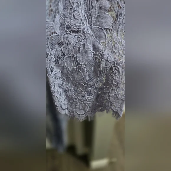 Lace Sheer Long Robe - Lavender - Picture 4 of 4